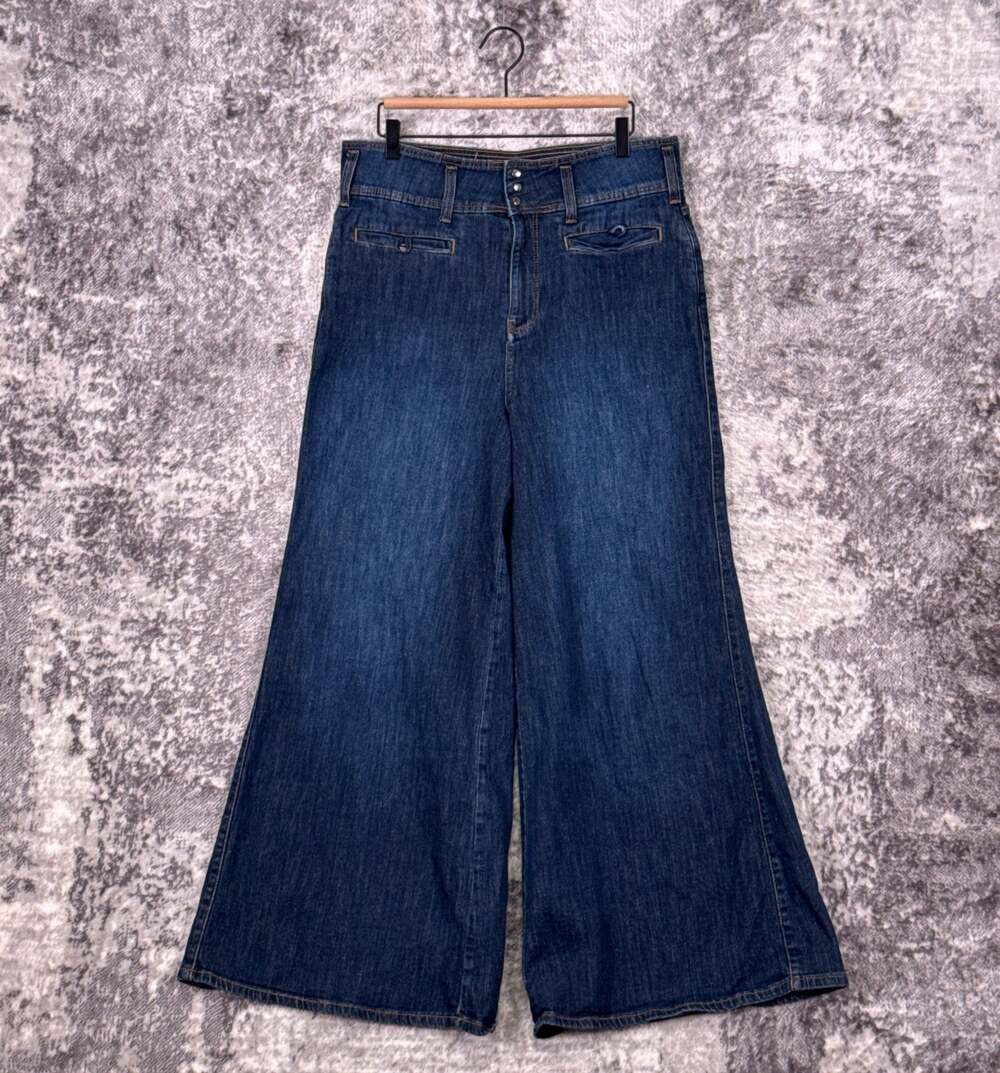 Pilcro Jeans 32 Womens Anthropologie High Rise Wide Leg Trouser Welt Pocket